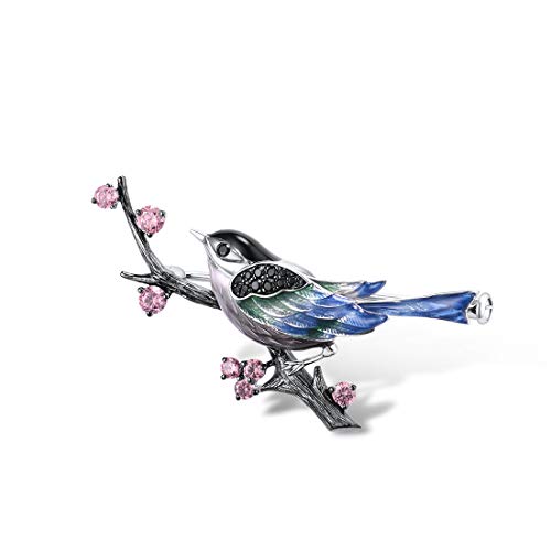 Image of Santuzza 925 Sterling Silver Enamel Brooch Pin for Women