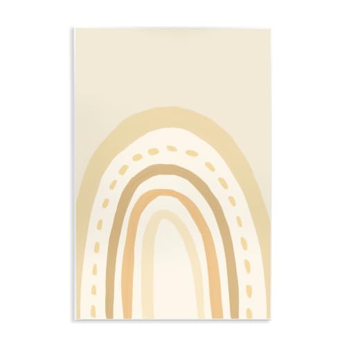 Minimal Rainbow Stripes Boho, 10 x 15 Inch Mounted Print on Wall Plaque
