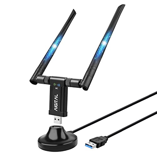 1200Mbps USB WiFi Adapter Wireless Network Adapter for Laptop/Computer/Notebook with Extension Cable and Base, Compatible with Windows 11/10/8/7/XP & Mac OS X