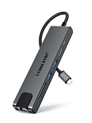 Lemorele Hub USB C Ethernet 1000M -7 in 1, Alluminio Adattatore USB C Hub con HDMI 4K, PD 100W...