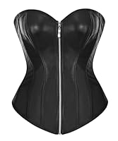 Bslingerie Kunstleder Reißverschluss Bustier Korsett Corsage (S, schwarz)