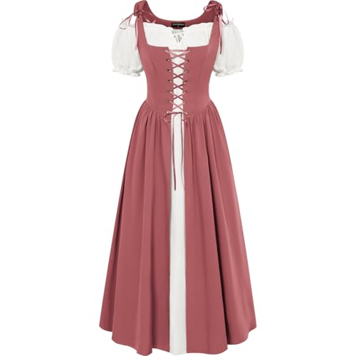 Robe midi Renaissance Scarlet Darkness d'une finition premium pour esthétique médiévale femme