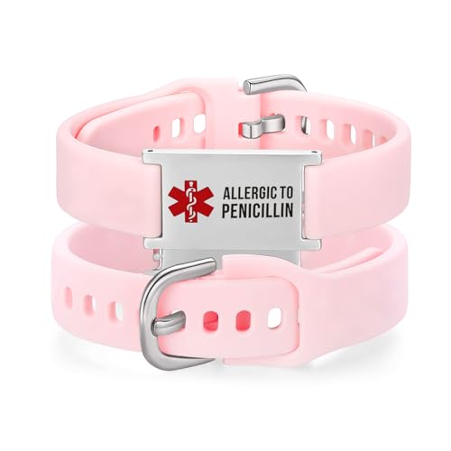 Image of LinnaLove Medical Alert ID Bracelet - Adjustable Silicone Band, Custom or Pre-Engraved Options, QR Code Available