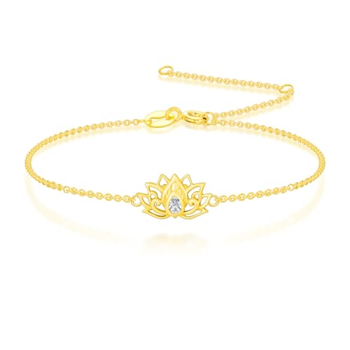 14k Solid Gold Lotus/Sunflower/Clover Bracelet 14k Yellow Gold Flower Jewelry Birthday Christmas Gifts