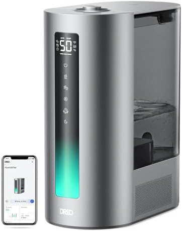 Dreo 6L humidificador dormitorio, inteligente para grandes espacios, vapor frío/caliente, para plantas y bebé, llenado superior, 60 horas, silencioso, temporizador, compatible con Google/Alexa, HM713S