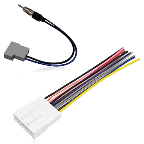 Radio Wiring Harness Kit for Car Stereo w/Antenna Adapter & Steering Wheel Control Wire Install Aftermarket Stereo Wire Cable Connector Adaptor Compatible with 2008-2013 Infiniti/Subaru