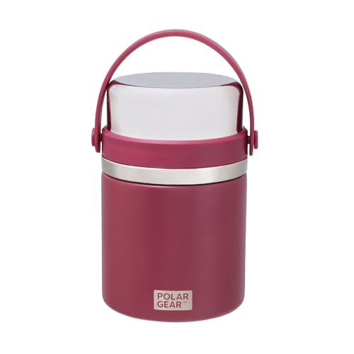 Polar Gear 600ml Hot Food Flask & Foldable Spoon - Vacuum Insulated Double Wall Stainless Steel Thermos Soup Flask Jars Leakproof and BPA Free - Lunch Thermal Food Flasks for Hot Food Kids & Adults