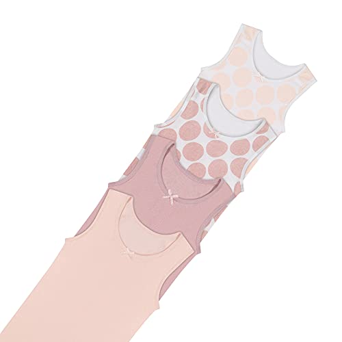 Buyless Fashion Girls Tagless Cami Scoop Neck Pink Polka Dot Undershirts Cotton Tank (4 Pack)2