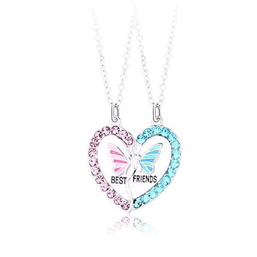 🦋 【Materiale】 Colore ciondolo: ciondolo a forma di cuore con diamanti rosa e diamanti blu. Colore catena: argento. Materiale: lega, stile alla moda, nessuna necessità di urtare, trasportare direttamente, semplice e sicuro, ragionevole e speciale.