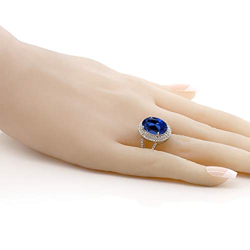 Gem Stone King 5-10 Cttw Gemstone Birthstone Ring For Women | 925 Sterling Silver | Oval 14X10MM | Wedding Engagement Anniversary Promise Ring For Women | Available In Size 5, 6, 7, 8, 94