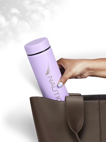 Image of NAUTICA Premium Leak-Proof Insulated Water Bottle - 1pc (Stern)| 500ml | Stainless Steel Flask with 24 Hours Temperature Retention | Ideal for Travel, Gym, Office Use Titanium Solid-Lightviolet