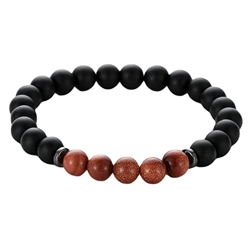 Bracelet ajustable pour hommes et femmes avec cordon tressé et perles de pierre 10mm
