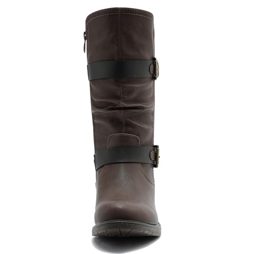 GLOBALWIN Mid-Calf Brown Comfortable Fashion Dress Boots For Women Low Heel Size 7M - image 4