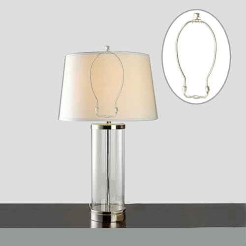 Image of GY & CK 7 Inch Lamp Harp for Table and Floor Lamps, Heavy Duty Lamp Shade Holder with Standard Harp Saddle and Lamp Finial Set (Nickel)