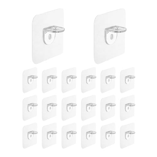 QUARKZMAN 20 Pz Supporto a Mensola in Plastica, Supporto Adesivo Senza Foratura, Chiara Spina di Partizione per Mobili Cucina Armadio Libreria Mensole Armadietto Scaffale Strato