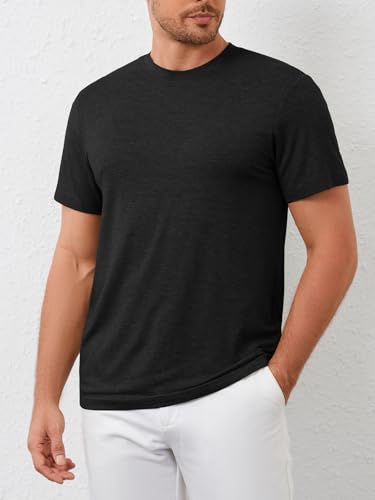 ZDC Mens Short Sleeve Shirts Summer Casual Crew Neck T Shirts Classic Basic Tee Black — view 3