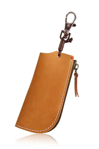 [亀登鞄製作所] キーケース メンズ スマートキーケース (スマートキー対応) (牛革の最表面のみ採用) (柔らかい肌触り) キーカバー スマートキー 革 本革 車 鍵ケース カバー レディース フック付き 国産車 外車 輸入車 (キャメル)
