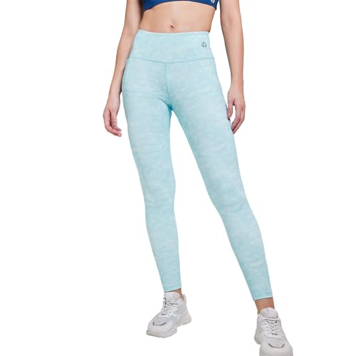 Image of TECHNOSPORT Womens Skinny Fit Activewear Tights for Running, Gym, Sports and Regular Use, Antimicrobial and Printed