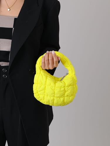 Image of Quilted MINI Handbag and Purses Women Puffer Nylon Hobo Cotton Padded Purse Work Travel Lightweight
