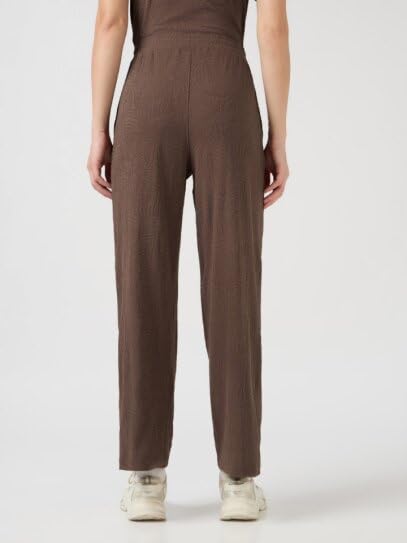 Image of TECHNOSPORT Women Textured Straight Fit Trackpants for Casual Wear, Travel Wear, Gym Wear