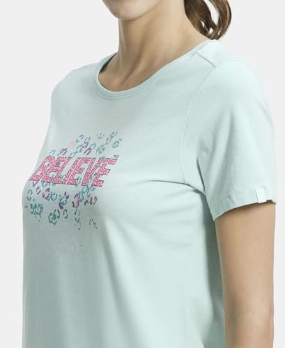 Image of Jockey 1361 Women's Super Combed Cotton Elastane Stretch Regular Fit Graphic Printed Round Neck Half Sleeve T-Shirt (Prints May Vary)