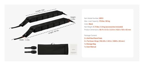 Coussinets de toit souples 33inch avec mousse de protection auto