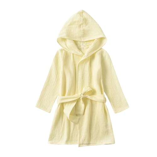 Image of TADO MUSLIN Organic Cotton Toddler Bathrobe, Soft and Breathable Baby Robe for Kid, Boy& Girl Hooded Robe Muslin