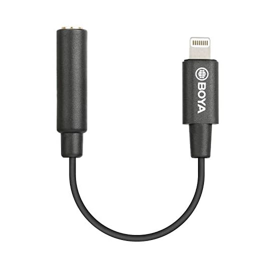 BOYA BY-K3 3,5 mm hona TRRS till hane Lightning-adapterkabel (6 cm)