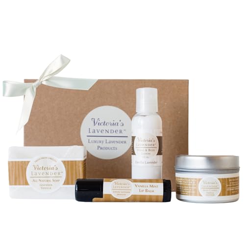 Victoria's Lavender Natural Body Products Gift Set - Handmade Soap,