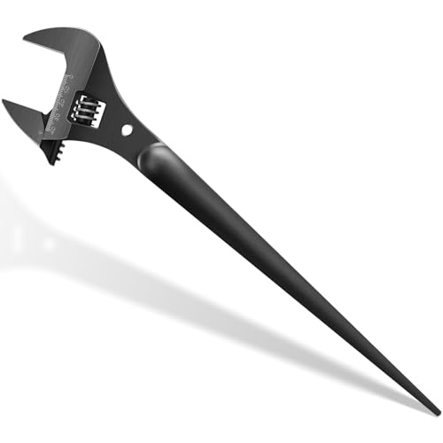 Yoursme 3239 Adjustable Spud Wrench 16 Inch Length Construction Wrench 15/8 Inch Extra Wide Opening Fits Heavy Nuts & Bolts Up to 1 Inch with Tether Hole and Laser Metric Scale Design