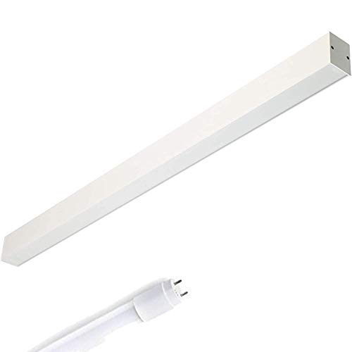 ELG LED Pendelleuchte Aufbauleuchte 120cm mit opaler Abdeckung 16,4 Watt 1620 Lumen LED Glas Röhre 3000K Warmeiss Büroleuchte Deckenleuchte Designleuchte Anbauleuchte Rasteranbauleuchte Cover