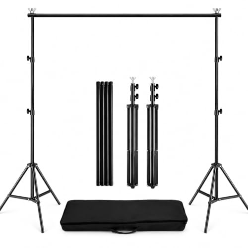 2x2m Hintergrundständer Set verstellbares Hintergrundsystem mit Querstange & Tragetasche Stabiler Fotohintergrund Halter für Studio Foto & Video Aufnahmen
