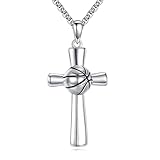 YONFQE Collar de cruz de baloncesto de plata de ley 925, colgante de cruz, regalo para mujeres y hombres