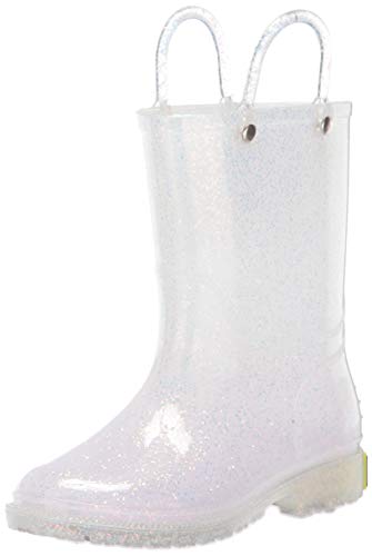 Western Chief Girl's Glitter Waterproof Rain Boot, Iridescent, 7 Toddler