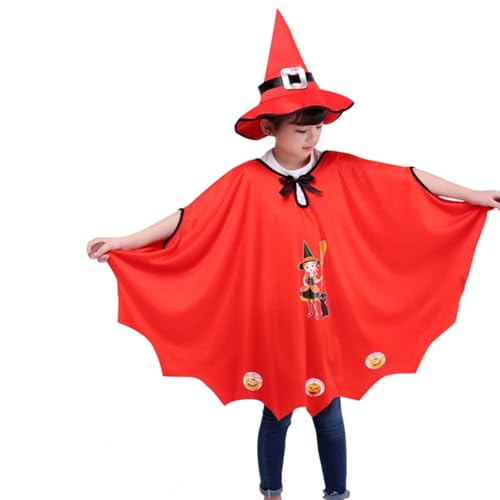 Capa de Halloween para niños, divertida, bonita capa con capucha, sin mangas, manta festiva de dibujos animados, estampado de búhos, cinta para disfraz para fiesta escolar, Style-B08 Coral, Talla