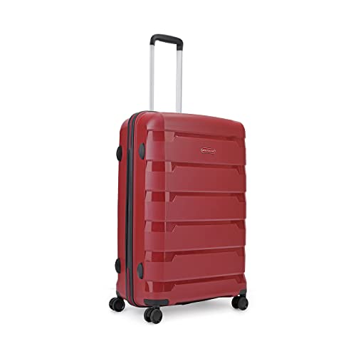 Image of Aristocrat Porto 65 Cms Medium Check-in Polypropylene Harsided 8 Spinner Wheels Soft Luggage /Suitcase /Trolley Bag - Maroon