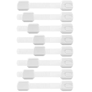KNMY Kindersicherung, 8PCS Verstellbare Kinder Schubladensicherung Schrankschloss Ohne Bohren Schrank Schubladen und Schranksicherung Babysicherung für Schränke, Backofen, Kühlschrank, Toilettensitz
