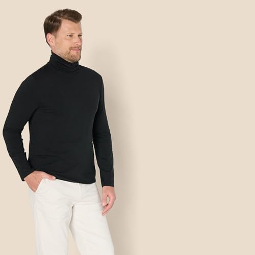Amazon Essentials Herren Rollkragenpullover mit schmaler Passform, Schwarz, L