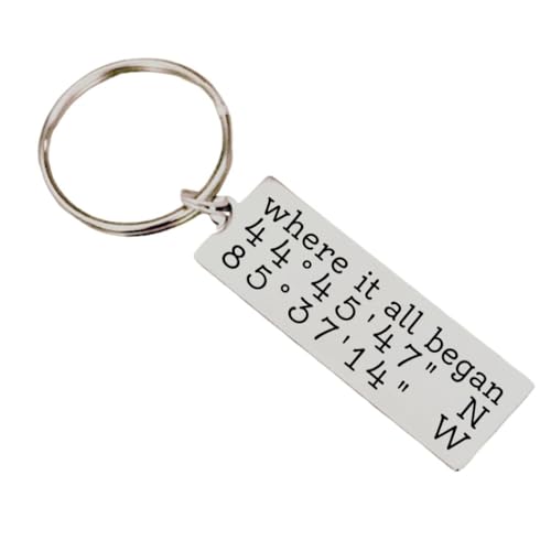 Personalized Coordinates Keychain with GPS Latitude Longitude