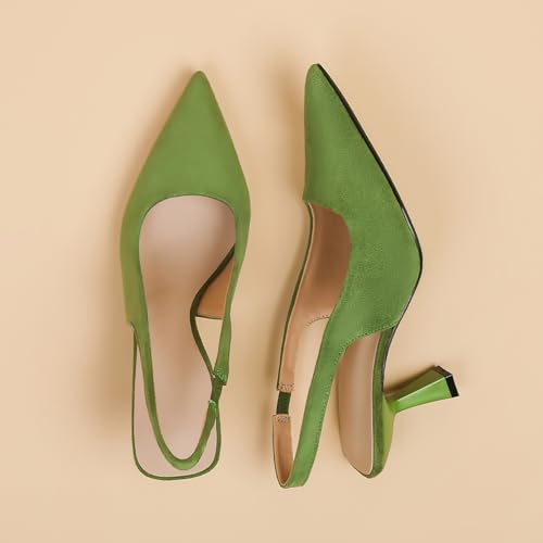 Women's Closed Pointed Toe Slingback Kitten Heels Suede Fashion Slip on Backless heel Dress Pumps Sandals for Formal Wedding Evening Party4