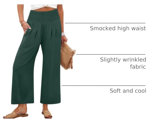 Image of ANRABESS Womens Wide Leg Palazzo Pants with Pockets | Lightweight Breathable High Waisted Pants, Beach Vacation Flowy, Lounge & Casual Summer Trousers