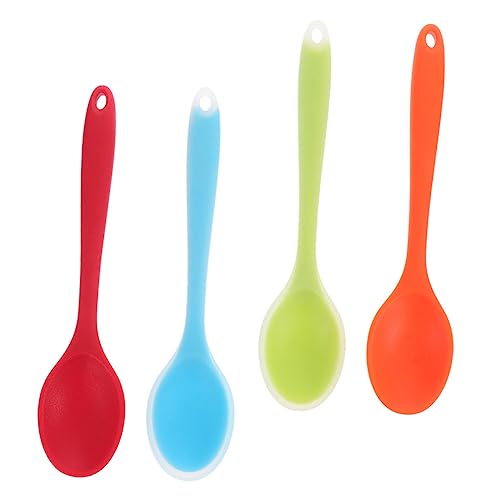LABRIMP 4個 シリコン製耐熱キッチンスプーン点 ノンスティック調理 ベーキング用 便利な長柄設計 柔軟素材で使いやすい 食器洗浄機対応