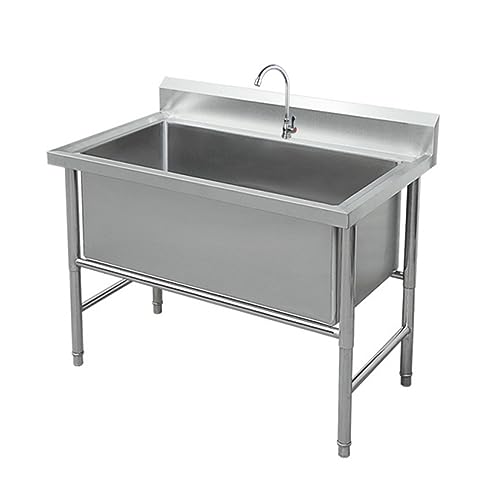 Atduglanix Lavello da Cucina Professionale in Acciaio Inossidabile a Vasca Singola for Lavanderia for Ristorante, Officina for Lavaggio Esterno e Interno (Size : 120x60x80cm/47.2x23.6x31.4in)