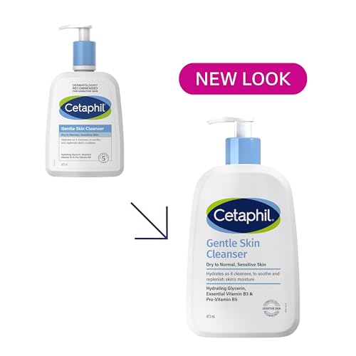 Cetaphil Gentle Skin Cleanser 500ml, Large Value Soap-Free Face & Body Cleanser for Sensitive Skin, Long-Lasting Family Pump Size, Cleanses Without Stripping, Normal to Dry Skin