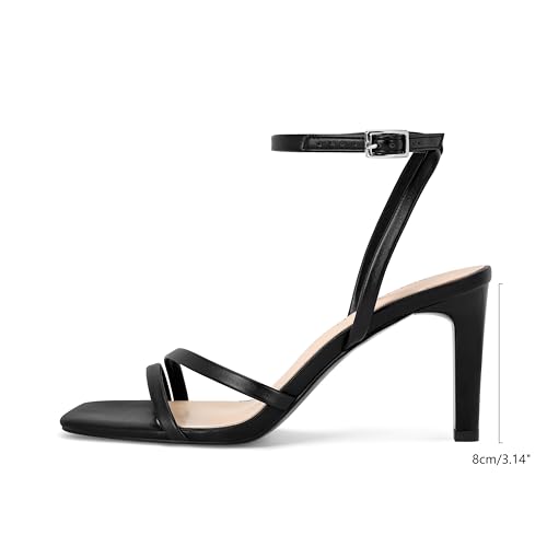 Image of SOVANYOU Heeled Sandals for Women Dressy Square Open Toe Strappy High Heels with Ankle Strap for Wedding Party Daily Wear