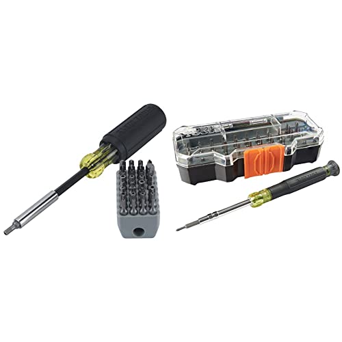 Klein Tools 32510 Magnetic Multibit Screwdriver & 32717 Precision Screwdriver Set with Case, All-in-One Multi-Function Repair Tool Kit Includes 39 Bits for Apple Products