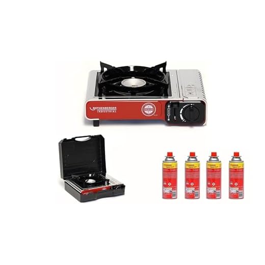 ROTHENBERGER Industrial Campingkocher PREMIUM inkl. 4 Gaskartuschen | inkl. Tragekoffer | 1-flammig Gaskocher Camping Gas Kocher Kartusche | für Töpfe 12-26 cm