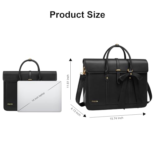 Bolso morral para laptop de mujer en cuero PU negro miniatura 5