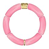 Bracelet en acrylique de couleur rosé et dorée