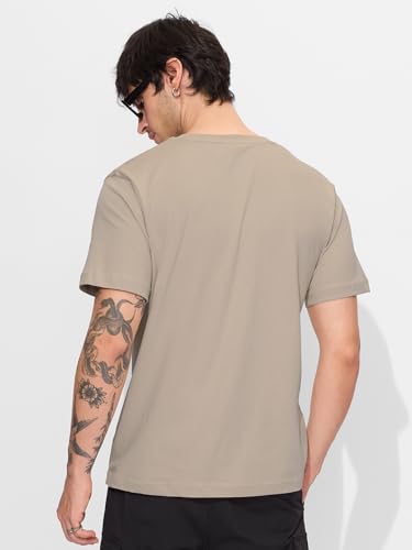 Image of The Souled Store Official Deadpool: Newest Badass Men and Boys Short Sleeves Round Neck Brown Graphic Printed Regular Fit Cotton T-Shirts